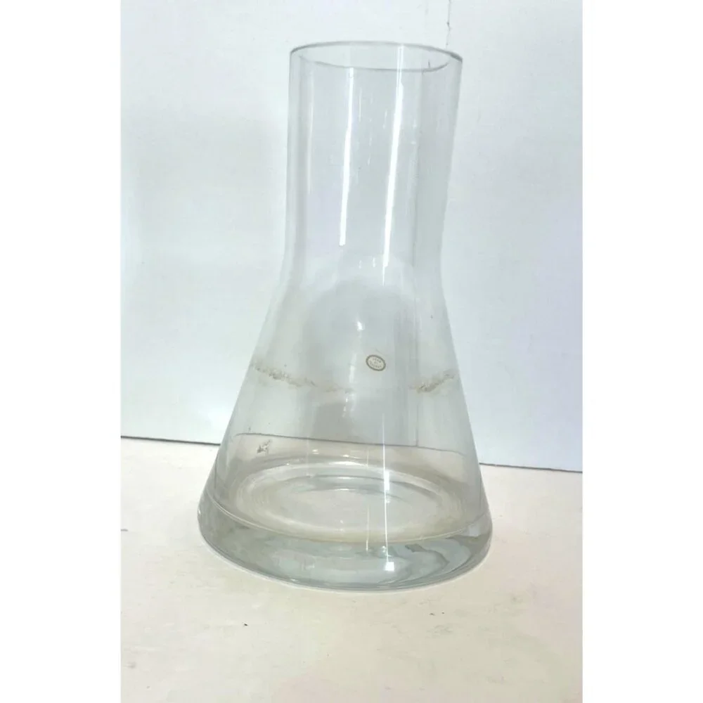 Vintage Clear Glass Flask Vase Hungary Beaker Shaped Chemistry Vibes 7.5